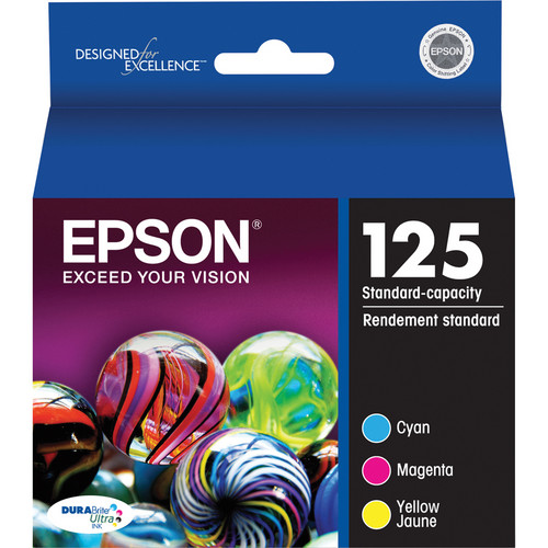Epson T125520 125 Standard-Capacity Color Ink Cartridge Multi-Pack (Cyan, Magenta, Yellow)