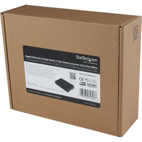 StarTech ET1000S40LC2 1000 Mb/s Gigabit Single Mode Fiber Media Converter (Black)