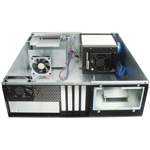 iStarUSA D-340HB-T 3 RU Compact 4 x 3.5" Bay Hotswap microATX Rackmount Chassis (Blue HDD Handles)