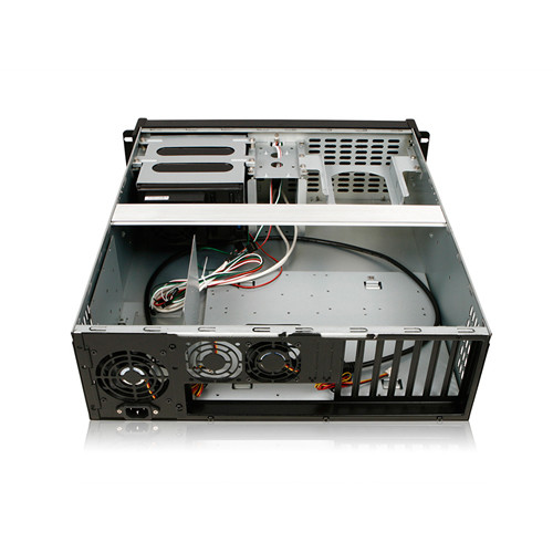 iStarUSA D-300-PFS Chassis with Front-Mounted ATX Power Supply & BPN-DE230SS-BLUE Trayless Hot-Swap Drives Cage (3 RU)