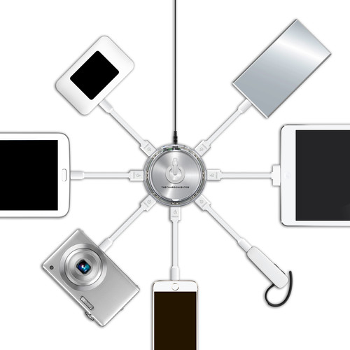 ChargeHub X7 7-Port Round USB Charging Station (Clear)