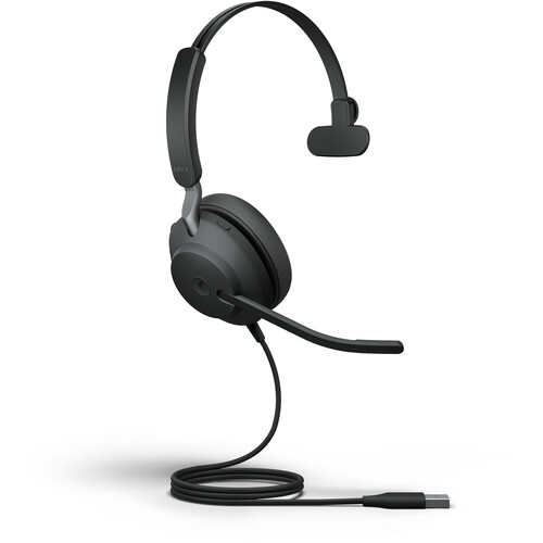 Jabra Evolve2 40 Mono Wired On-Ear Headset (Microsoft Teams, USB Type-A, Black)