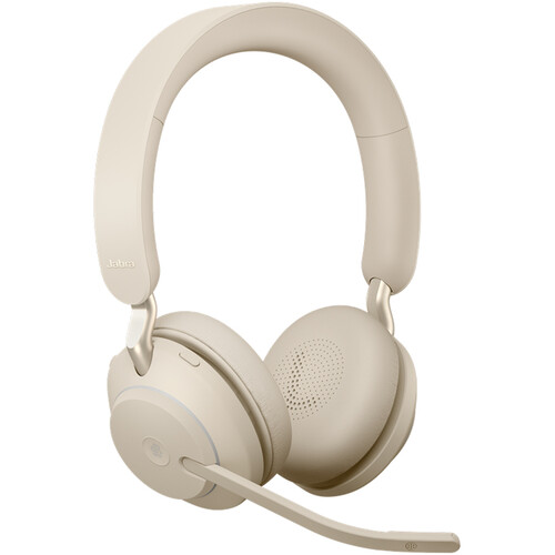 Jabra Evolve2 65 Stereo Wireless On-Ear Headset with Stand (Unified Communication, USB Type-C, Beige)