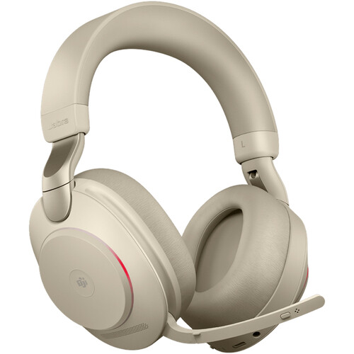 Jabra Evolve2 85 Noise-Canceling Wireless Over-Ear Headset with Stand (Unified Communication, USB Type-C, Beige)