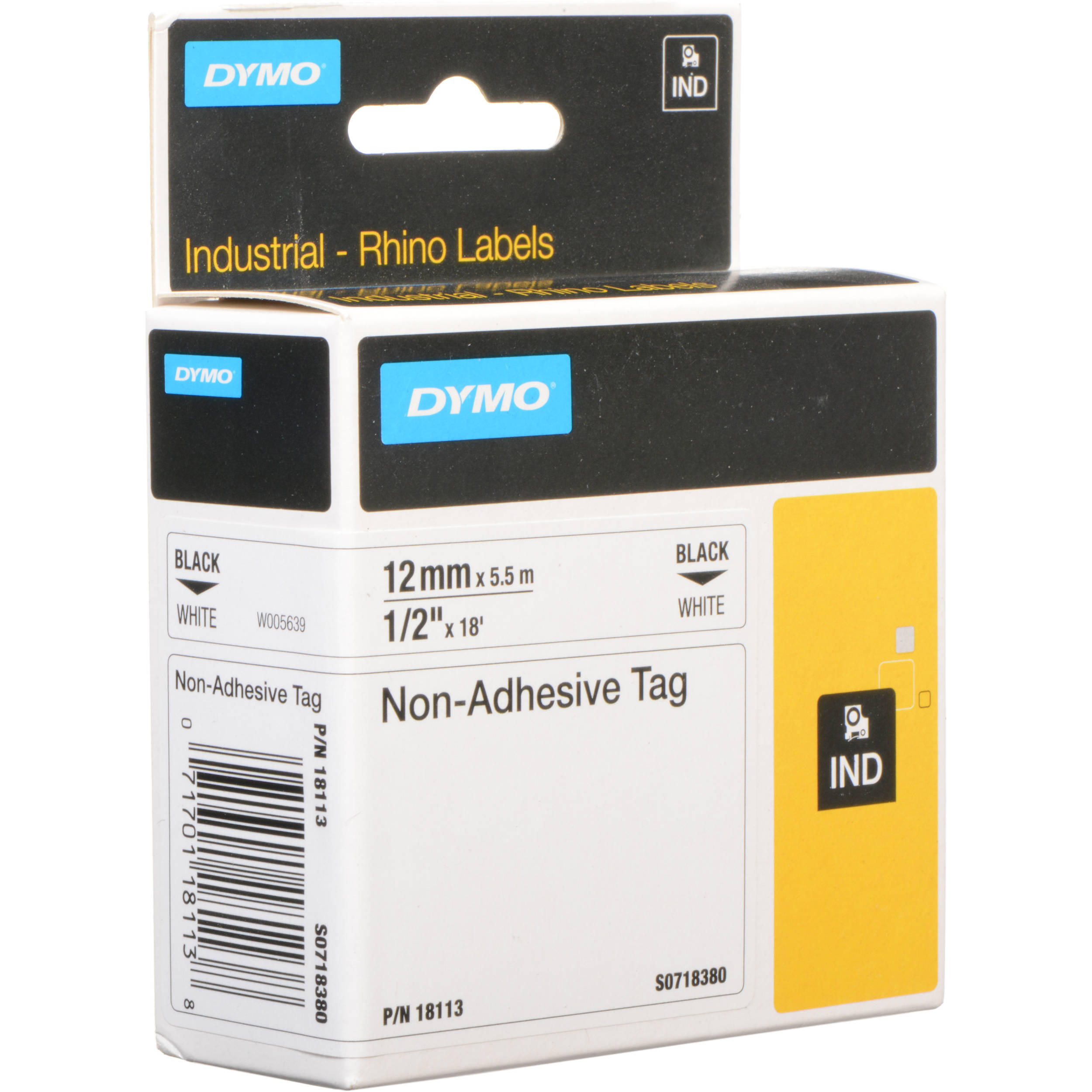 Dymo White Rhino Non-Adhesive Tag (1/2")