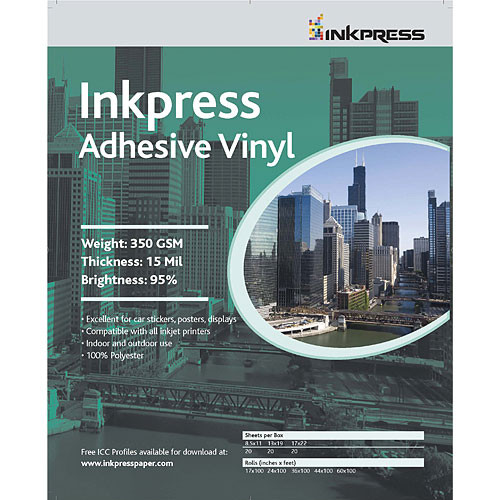 Inkpress Media Adhesive Vinyl for Inkjet - 13x19" (Super-B) - 20 Sheets