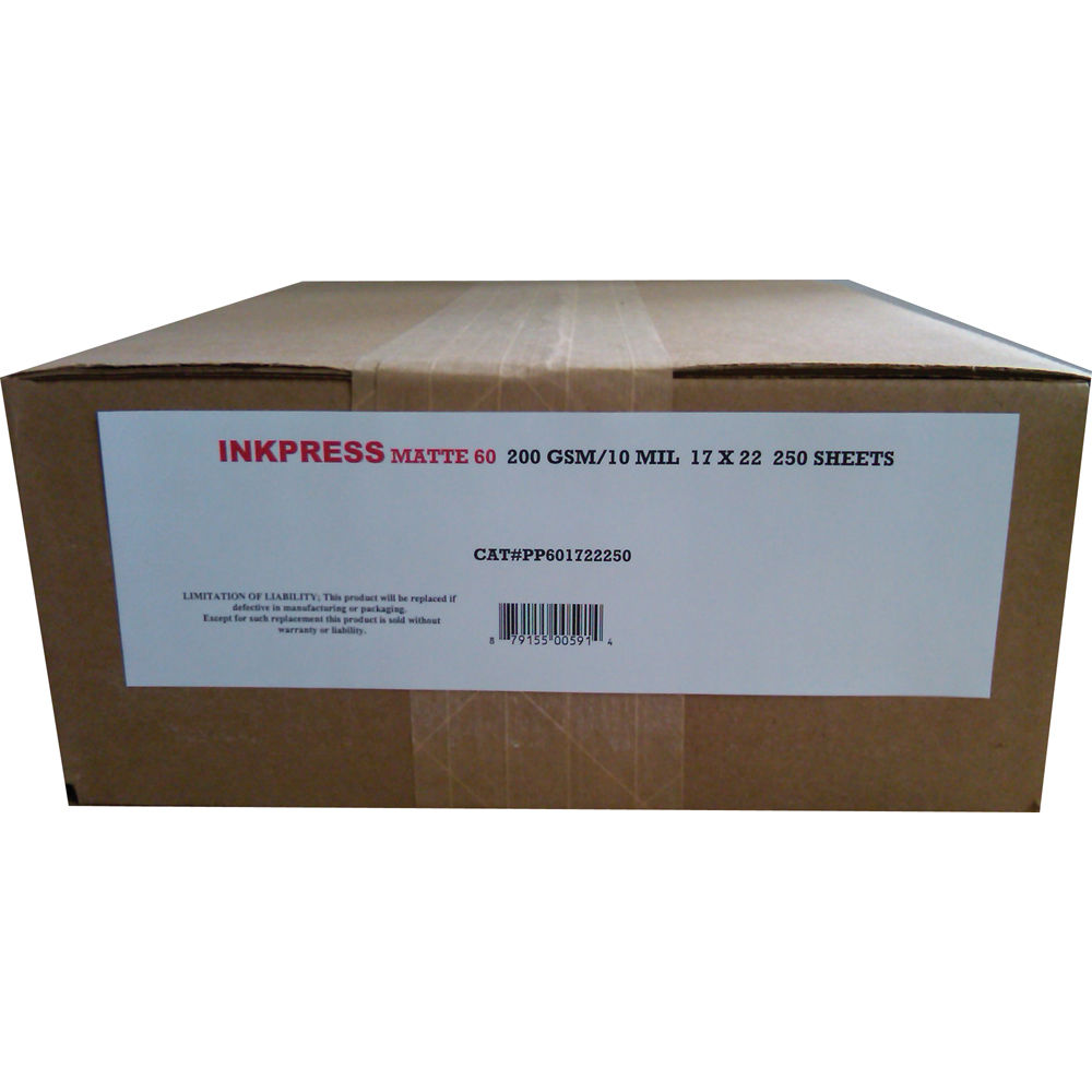 Inkpress Media Matte 60  Inkjet Printer Paper 10 mil / 200gsm 17 x 22" 250-Sheets