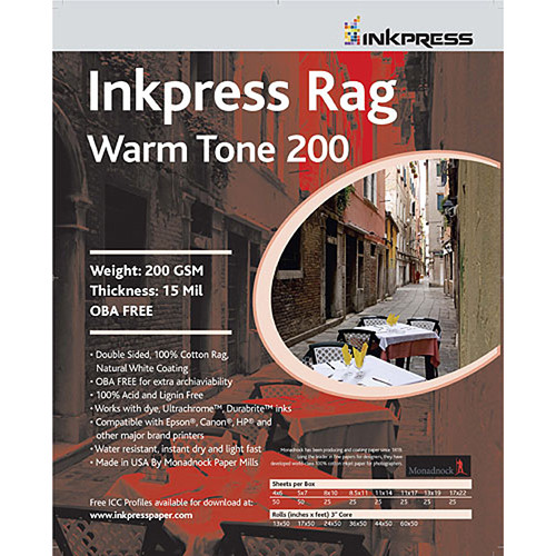 Inkpress Media Rag Warm Tone 200 Paper (5 x 7", 50 Sheets)