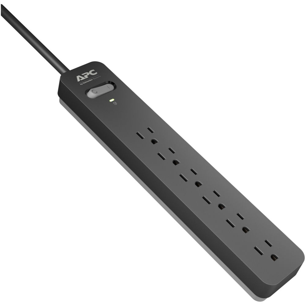 APC Essential SurgeArrest 6-Outlet Surge Protector (6', Black, 120V, 2-Pack)