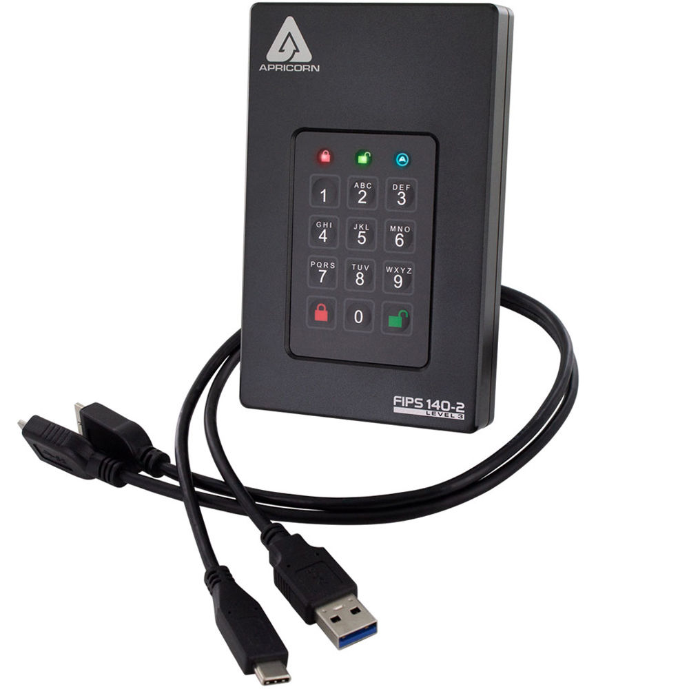 Apricorn 3TB Aegis Fortress L3 FIPS 140-2 Level 3 Encrypted Portable Hard Drive