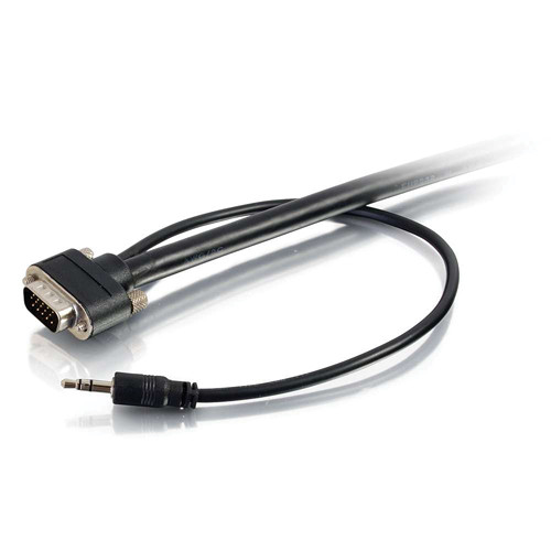 C2G VGA + 3.5mm Stereo Audio Male to Male Cable (6', Black)