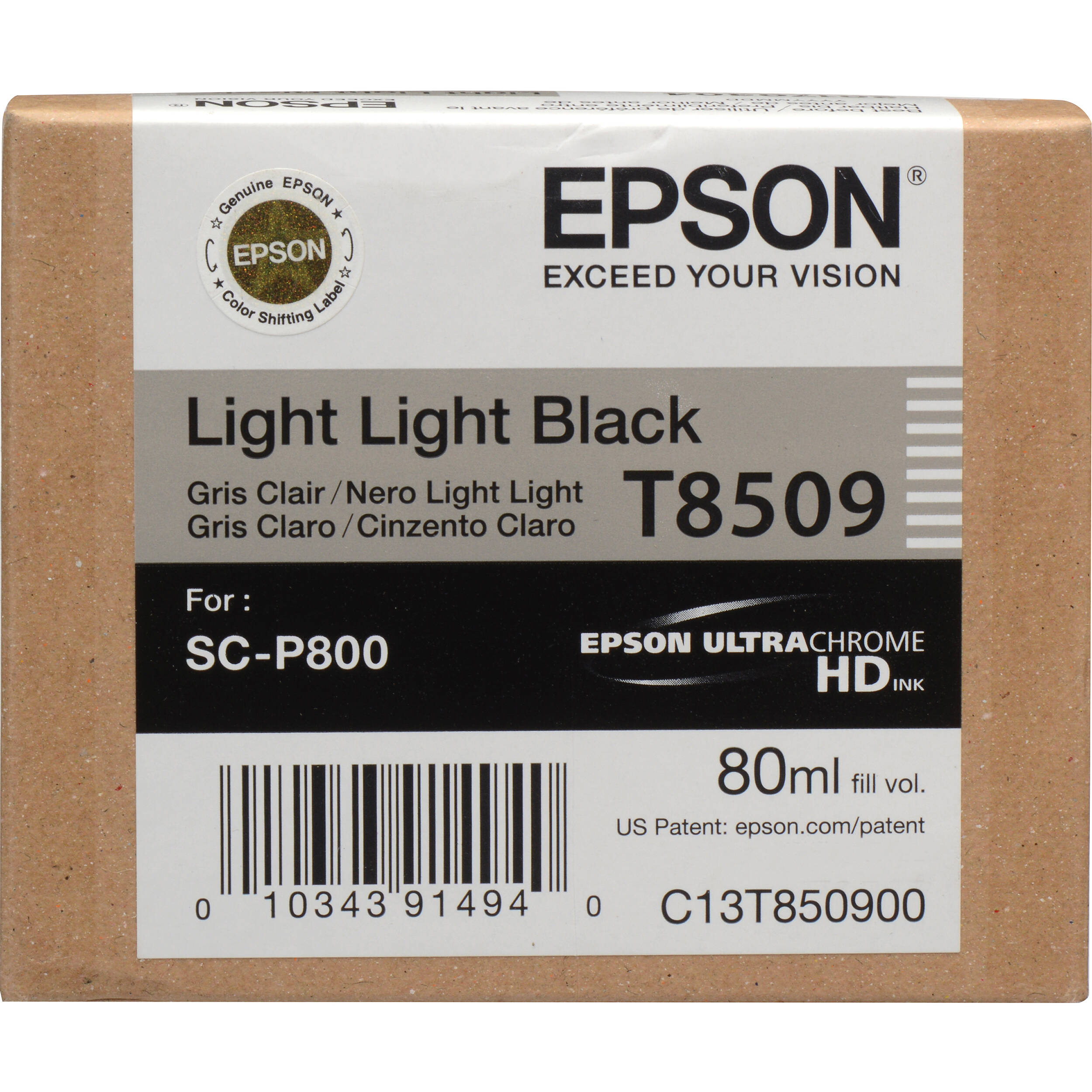 Epson T850900 UltraChrome HD Light Light Black Ink Cartridge (80 ml)