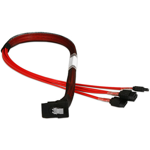 iStarUSA Right-Angle miniSAS SFF-8087 to 4x SATA Forward Breakout Cable (19.7")