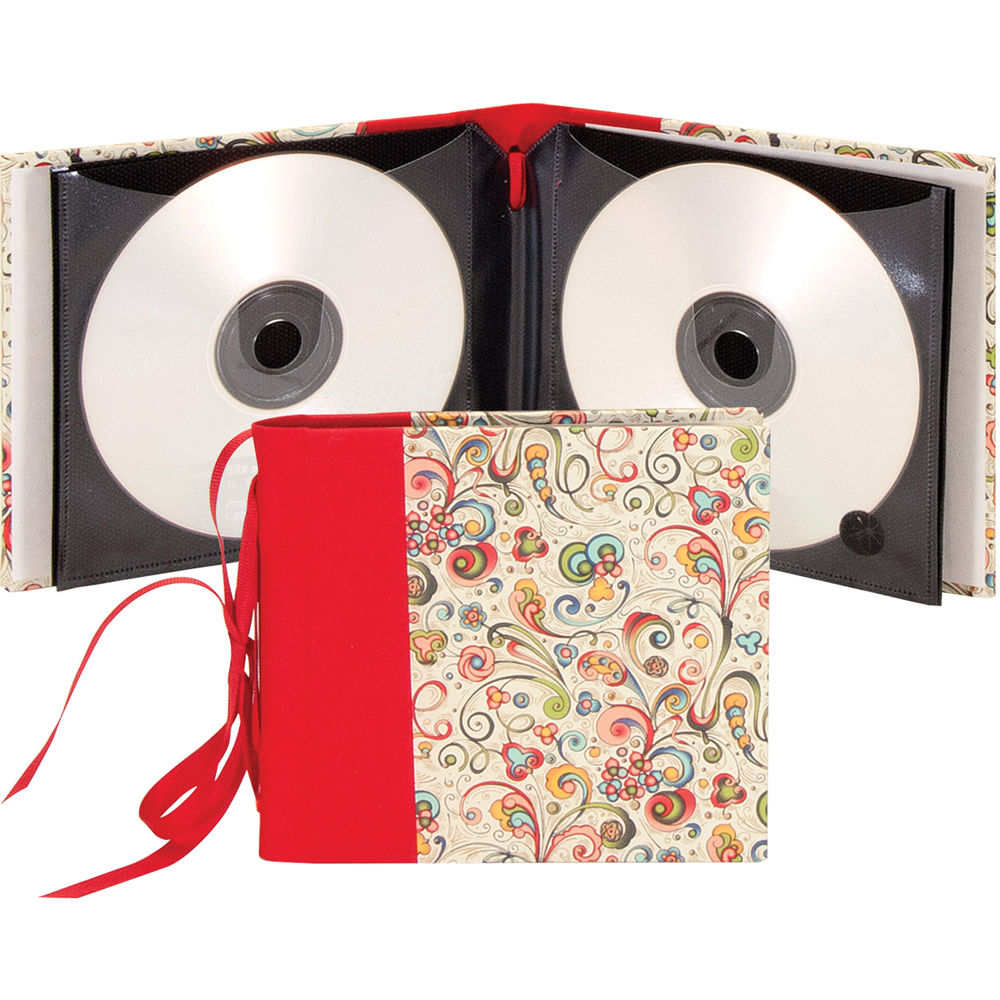 Lineco Ribbon Bound 12 CD Holder Kit (Art-Nouveau Flowers Cover, 5.25 x 6")