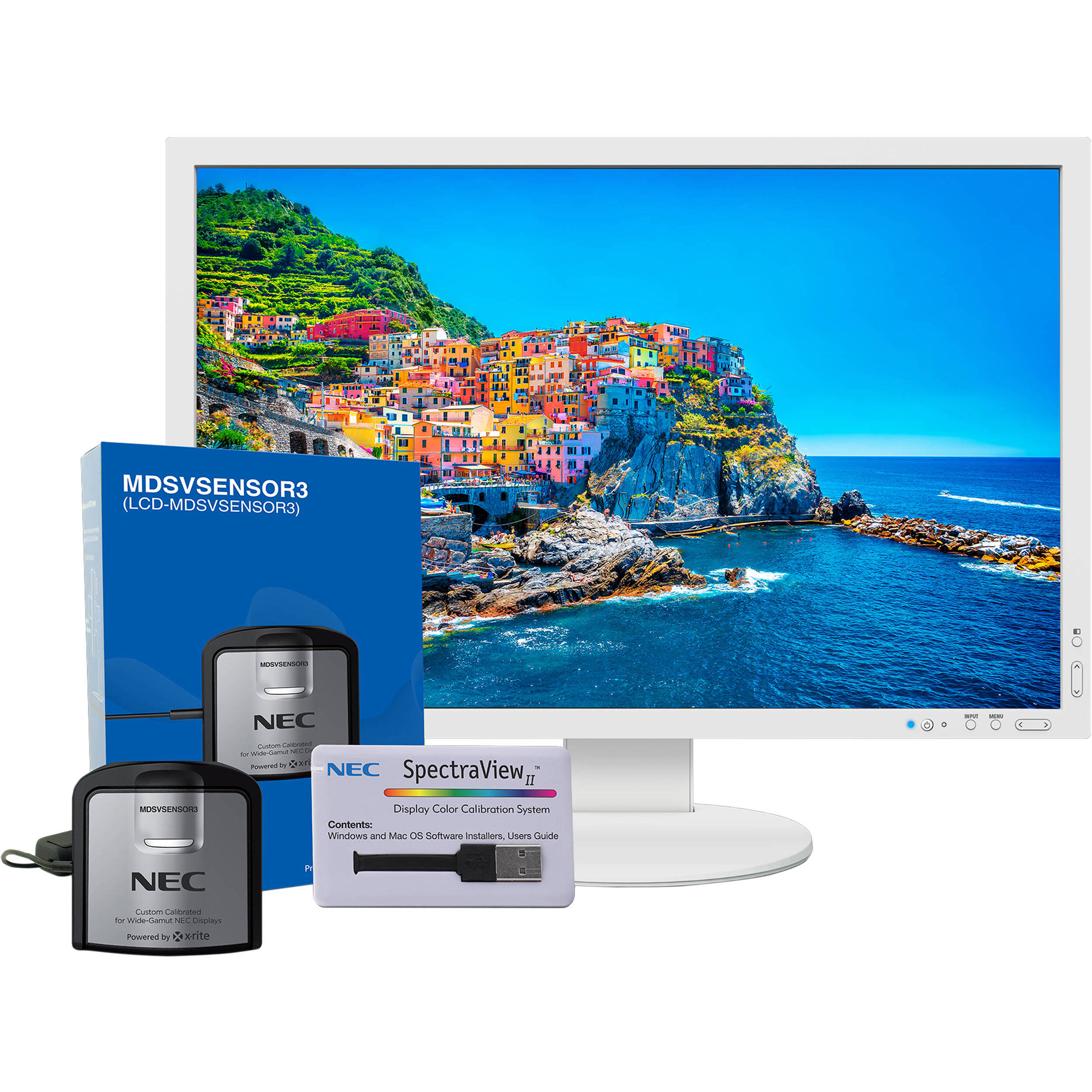 NEC PA243W-SV 24.1" 16:10 Wide Gamut IPS Monitor (with SpectraView II, White)