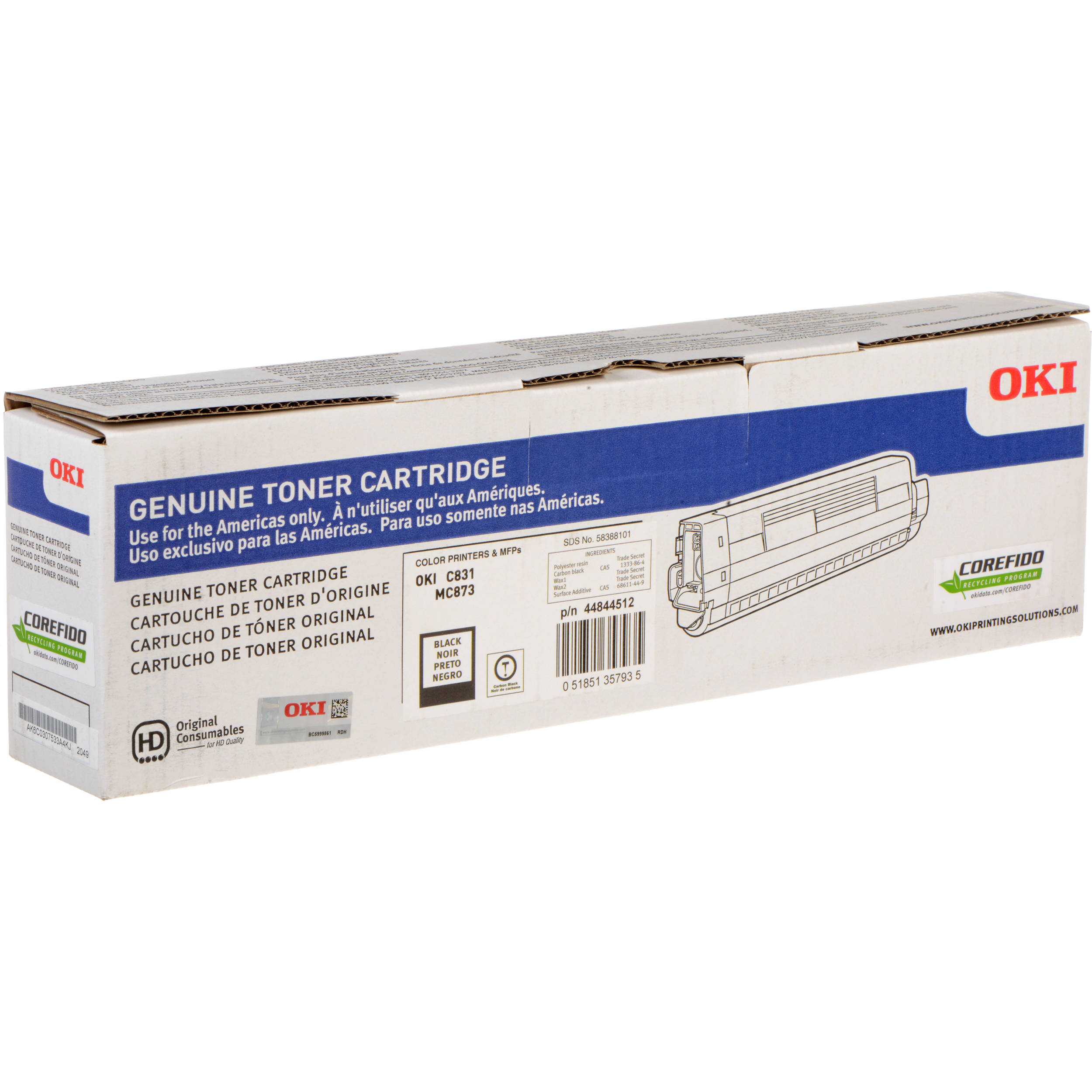 OKI 10K Black Toner Cartridge for C831 & MC873 Printers