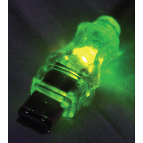 QVS FireWire/i.Link 6-Pin to 4-Pin Translucent Cable with Green LEDs (6')